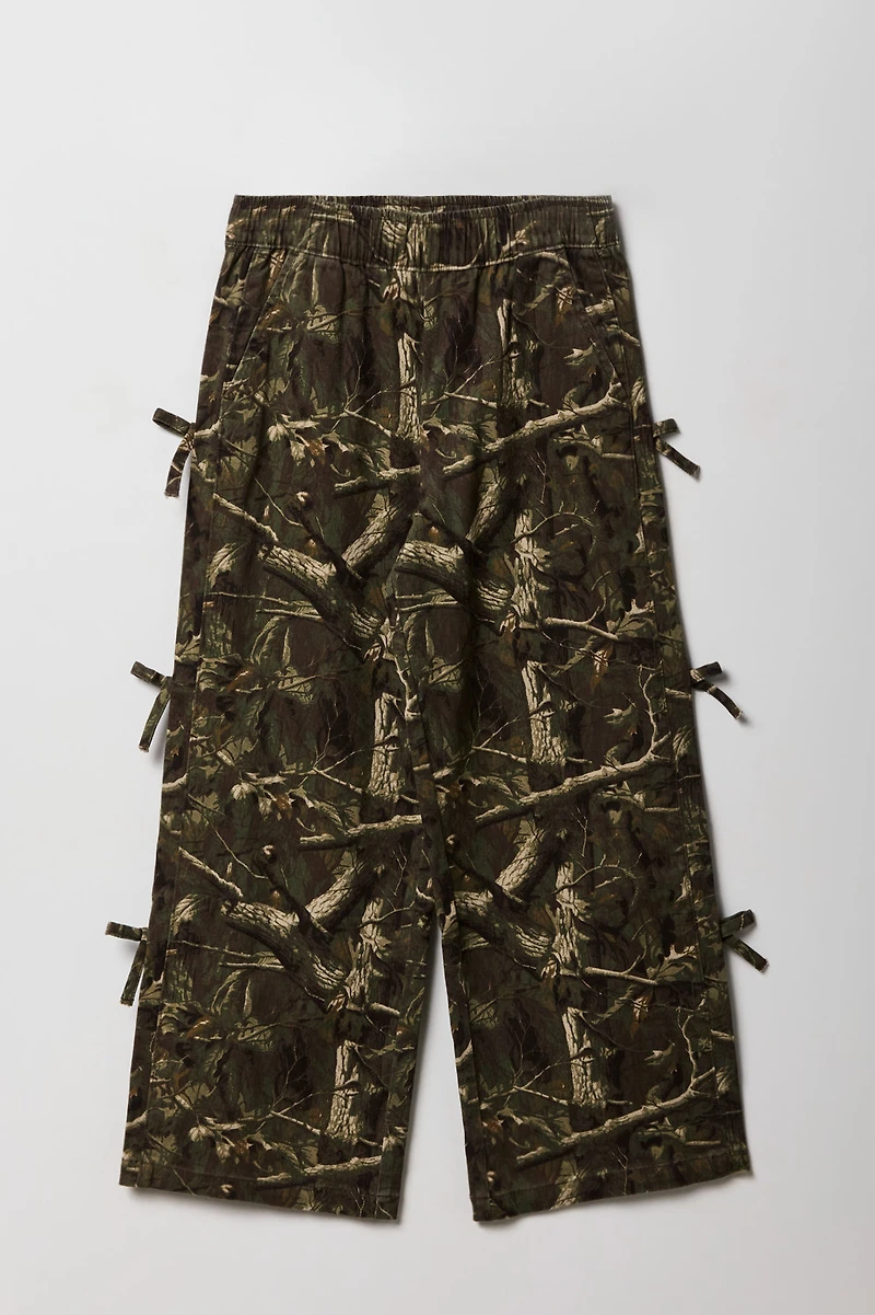 Pantalon à jambe large avec attache pour fille