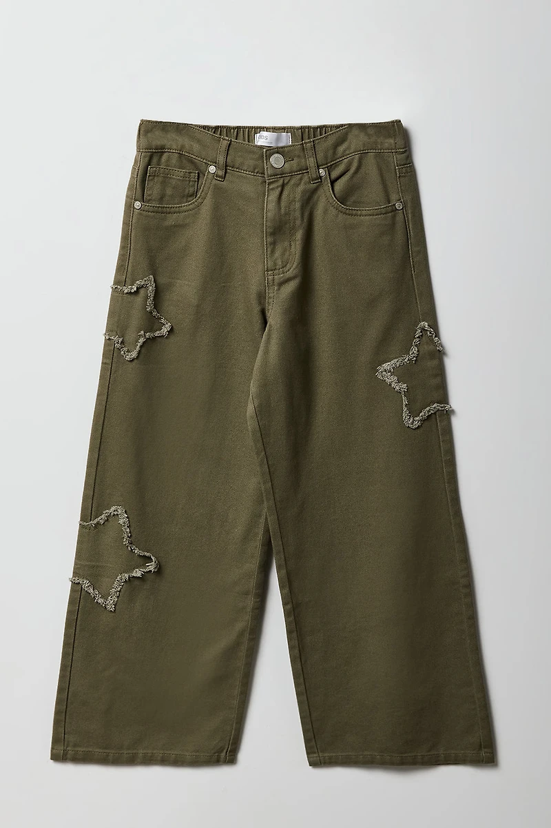 Girls Distressed Pattern Baggy Pant