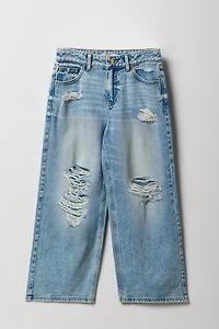 Girls Ripped Mid Rise Baggy Jean