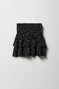 Girls Floral Smocked Tiered Skort
