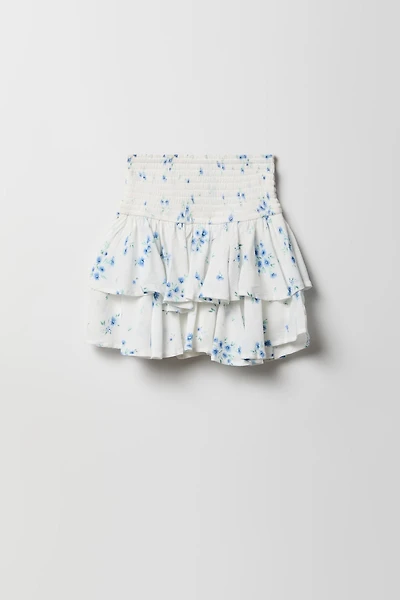 Girls Ruffle Tiered Smocked Skort