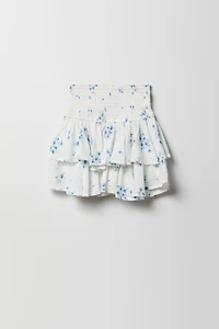 Girls Ruffle Tiered Smocked Skort