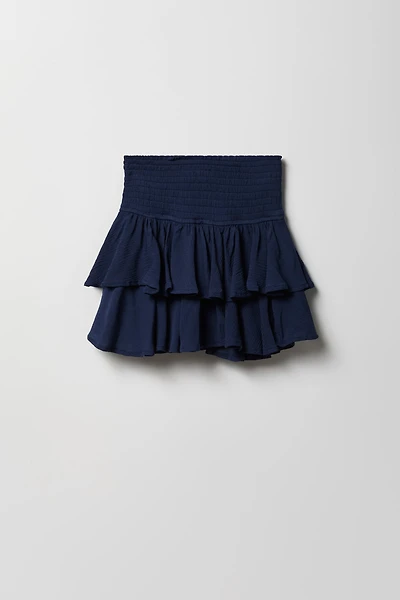 Girls Ruffle Tiered Smocked Skort