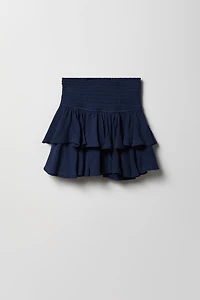 Girls Ruffle Tiered Smocked Skort