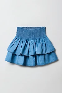 Jupe-short à volant en chambray pour filles