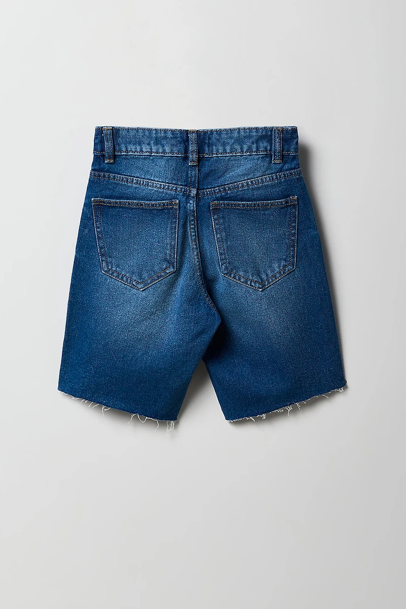 Girl Mid Rise Raw Hem Jort