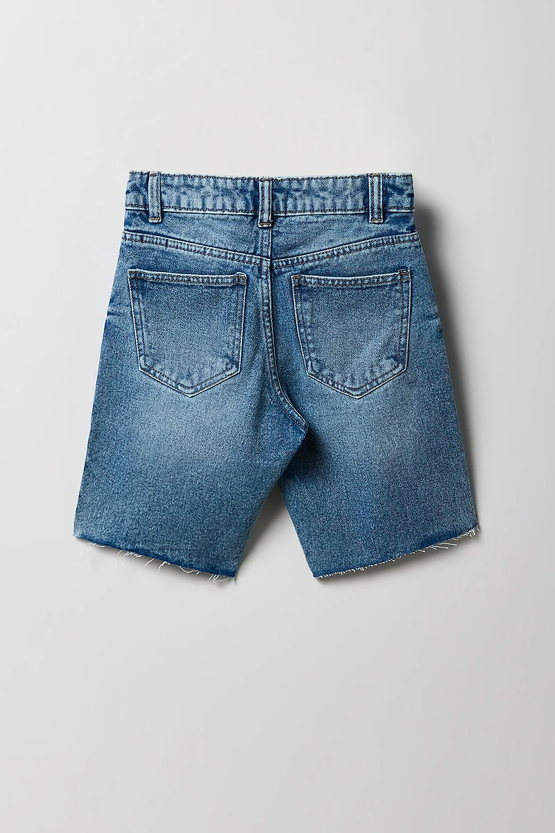 Girl Mid Rise Raw Hem Jort