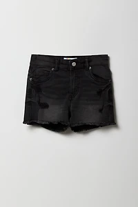 Girls Distressed Denim Mid Rise Shortie