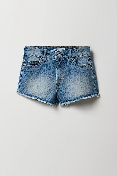 Short de plage à taille haute avec motif guépard pour fille