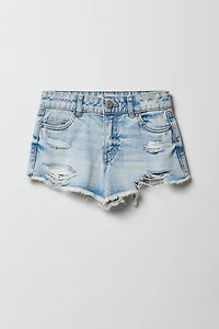 Girls Ripped Low Rise Denim Beach Short