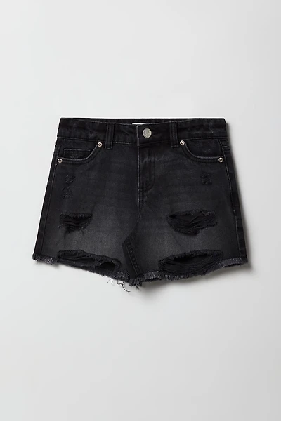 Girls Low Rise Baggy Distressed Denim Short