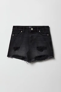 Girls Low Rise Baggy Distressed Denim Short
