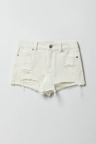 Short en denim déchiré à taille haute pour fille