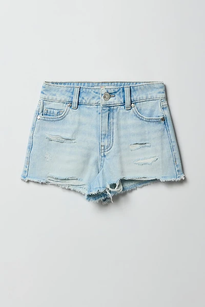 Girls Ripped High-Rise Denim Short