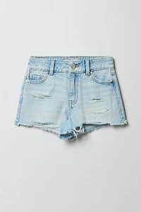 Girls Ripped High-Rise Denim Short