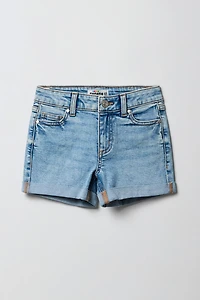 Short en denim à taille montante pour fille