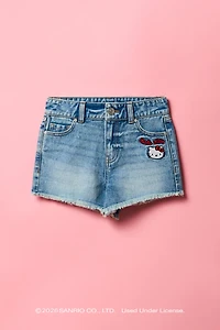 Hello Kitty® Girls Embroidered High Rise Denim Short