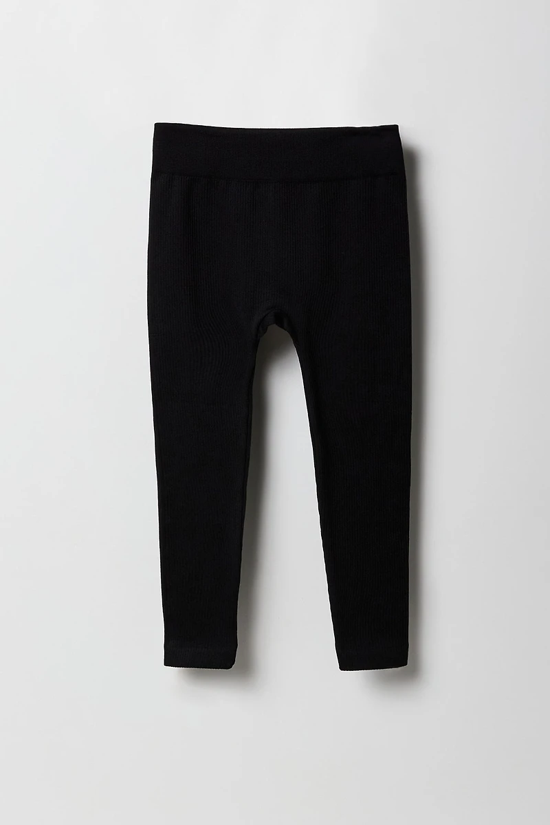 Girls Seamless Ribbed Solid Legging