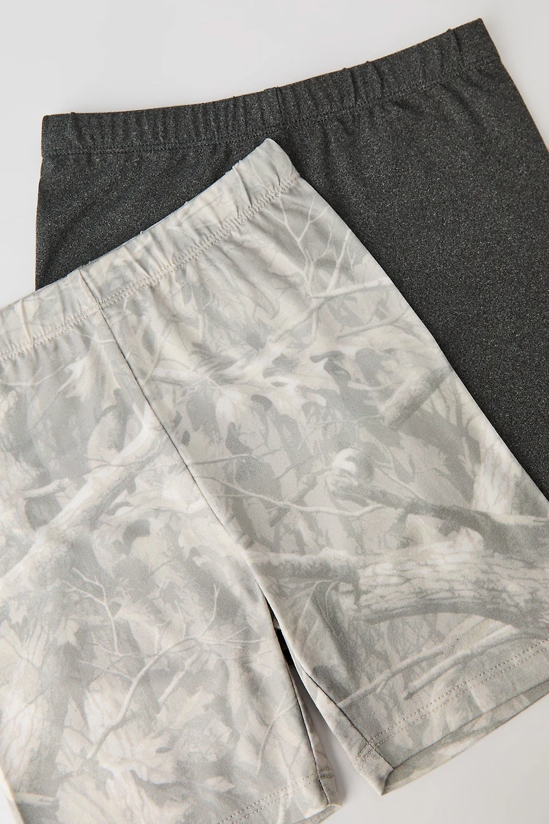 Girls Solid & Printed Biker Shorties (2 Pack)