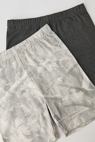 Girls Solid & Printed Biker Shorties (2 Pack)