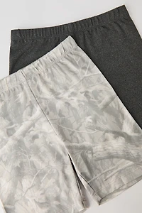 Girls Solid & Printed Biker Shorties (2 Pack)