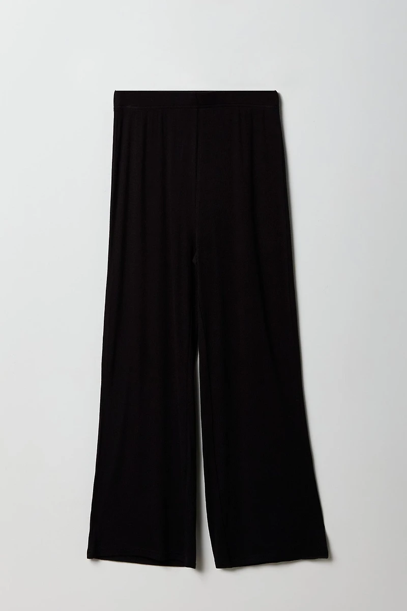 Girls Ribbed Wide Leg Pant