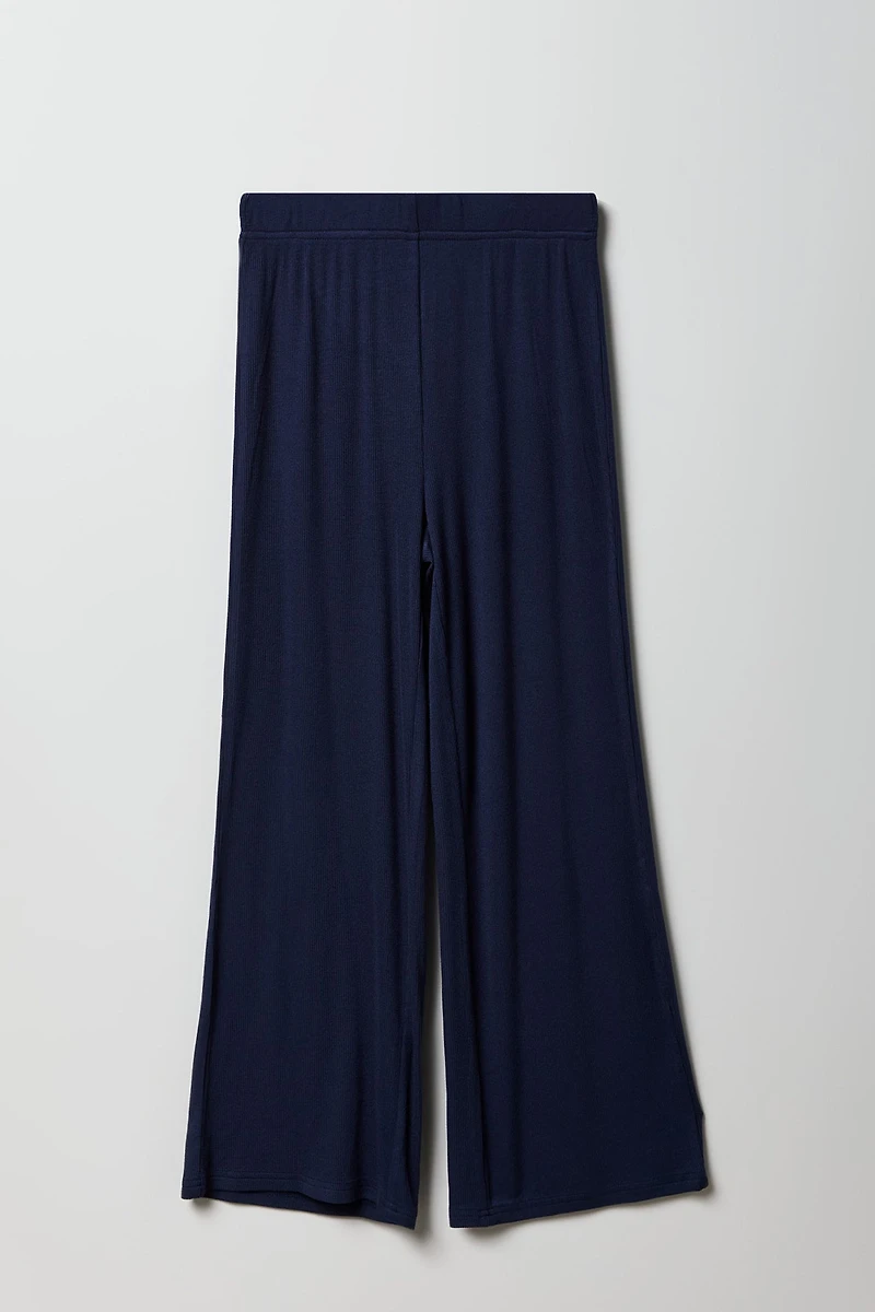 Girls Ribbed Wide Leg Pant