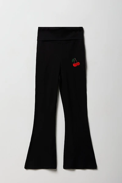 Girls Embroidered Flare Legging