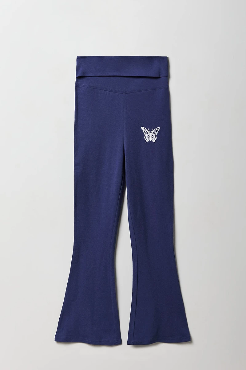 Girls Embroidered Flare Legging