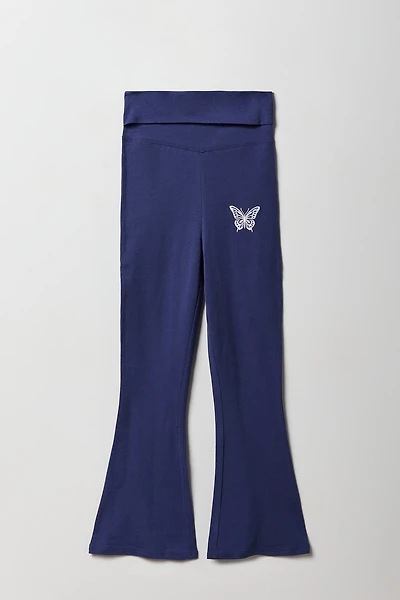 Girls Embroidered Flare Legging