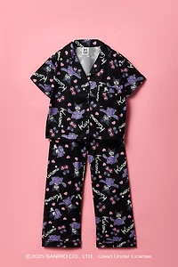 Kuromi™ Girls Button-Up Top & Pant Pajama Set