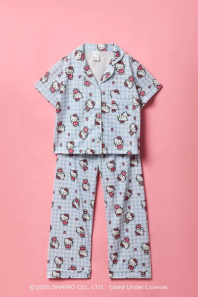 Hello Kitty® Girls Button-Up Top & Pant Pajama Set