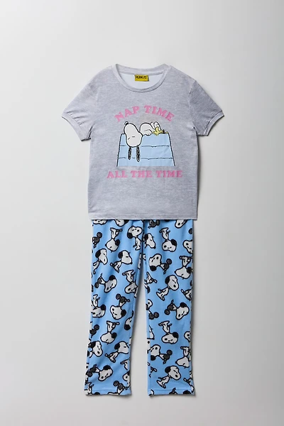 Ensemble pyjama t-shirt et pantalon pelucheux Peanuts Snoopy pour filles