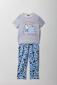 Ensemble pyjama t-shirt et pantalon pelucheux Peanuts Snoopy pour filles