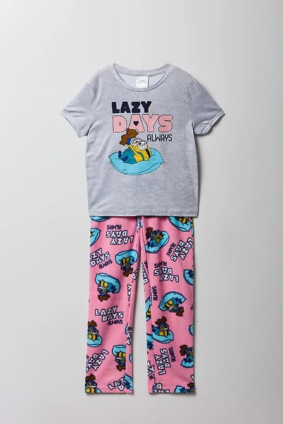Girls Minions T-Shirt & Plush Pant Pajama Set
