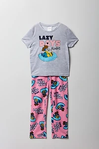 Girls Minions T-Shirt & Plush Pant Pajama Set