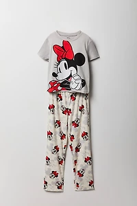 Girls Minnie Mouse Graphic T-Shirt & Plush Pant Pajama Set