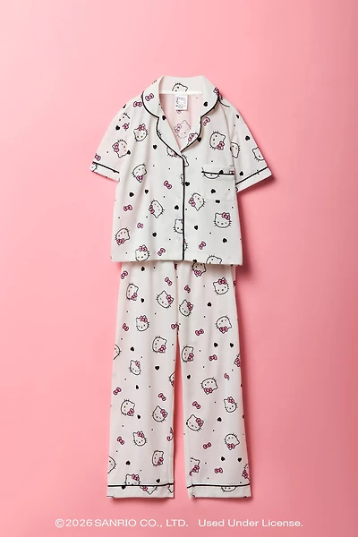 Ensemble pyjama avec haut boutonné à imprimé Hello Kitty® et pantalon pour fille