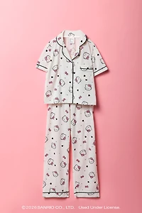 Ensemble pyjama avec haut boutonné à imprimé Hello Kitty® et pantalon pour fille
