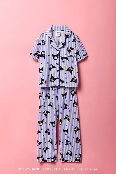 Kuromi™ Girls Printed Button-Up Top & Pant Pajama Set
