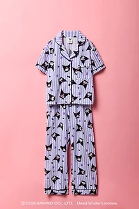 Kuromi™ Girls Printed Button-Up Top & Pant Pajama Set