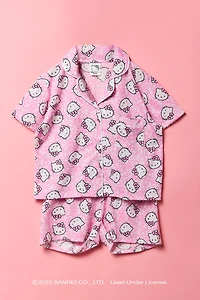 Hello Kitty® Girls Button-Up Top & Short Pajama Set