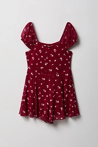 Girls Printed Mesh Dress Romper