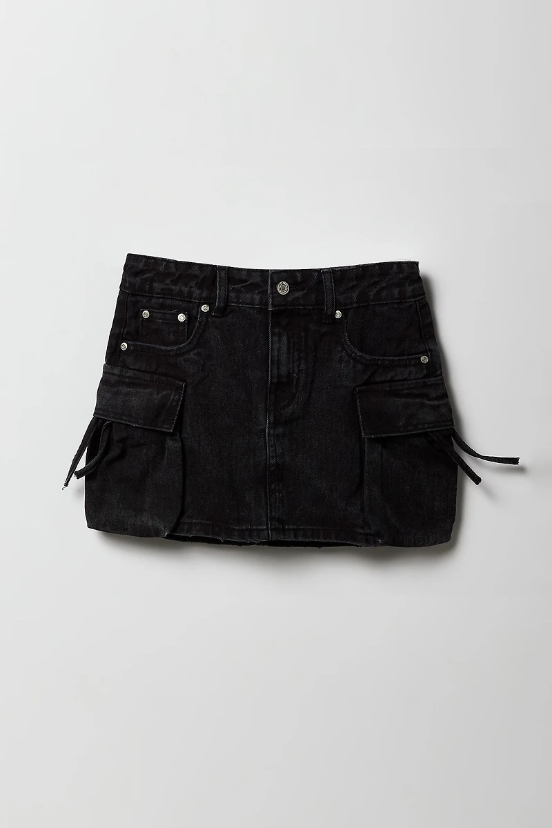 Girls Denim Cargo Skirt