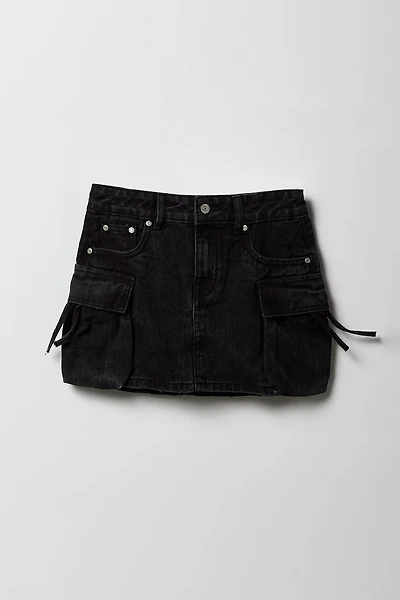 Girls Denim Cargo Skirt