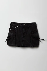 Girls Denim Cargo Skirt