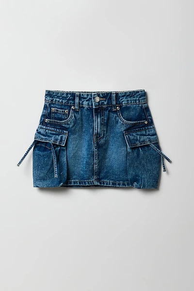 Girls Denim Cargo Skirt