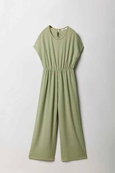 Girls Soft Ribbed Wide Leg Jumpsuit