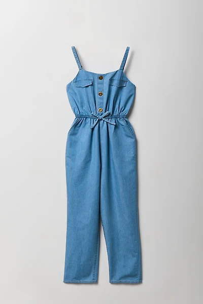 Justaucorps boutonné en chambray pour fille