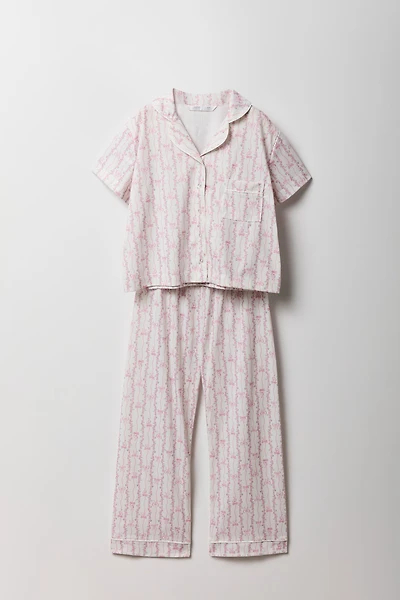 Girls Button-Up Top & Pant Pajama Set